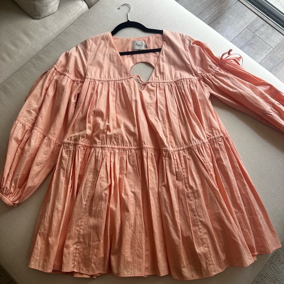 Aje overture smocked dress in apricot - Picture 4 of 4